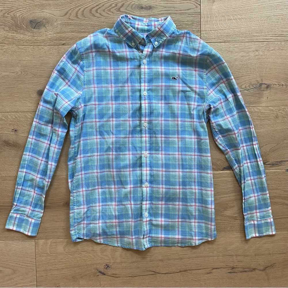 Vineyard Vines Boys Plaid Whale Shirt Button Down